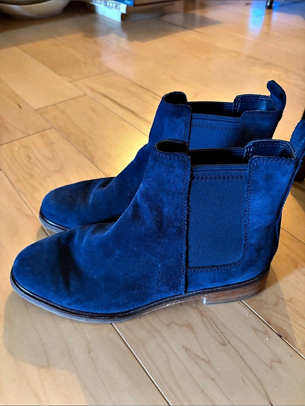 Clarks Blue Suede Chelsea Ankle Boots